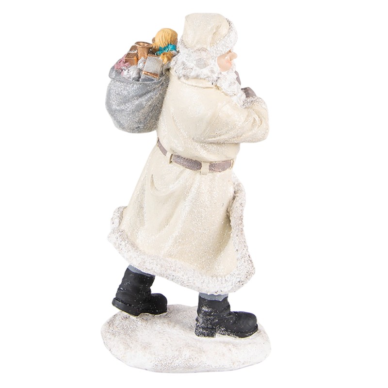 Clayre & Eef Beeld Kerstman 21 cm Beige Grijs Polyresin