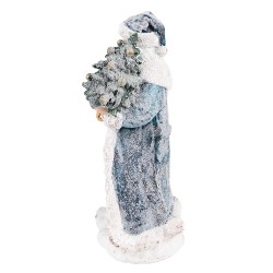 Clayre & Eef Beeld Kerstman 21 cm Grijs Blauw Polyresin