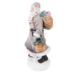 Clayre & Eef Beeld Kerstman 21 cm Grijs Bruin Polyresin