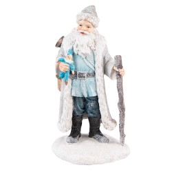 Clayre & Eef Figurine Père Noël 21 cm Gris Bleu Polyrésine