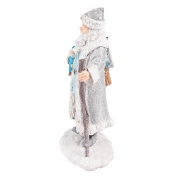 Clayre & Eef Beeld Kerstman 21 cm Grijs Blauw Polyresin