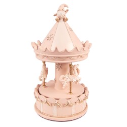 Clayre & Eef Music box Carousel 20 cm Pink Polyresin