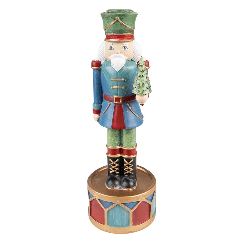 Clayre & Eef Kerzenständer Nussknacker 24 cm Blau Grün Kunststoff