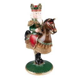 Clayre & Eef Candle holder Nutcracker 33 cm Green Brown Plastic