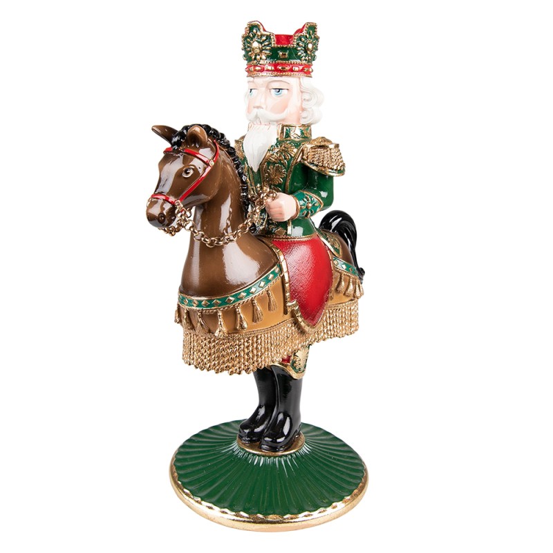 Clayre & Eef Candle holder Nutcracker 33 cm Green Brown Plastic