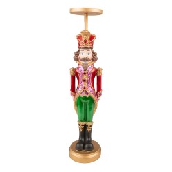 Clayre & Eef Candle holder Nutcracker 11x10x42 cm Green Red Plastic