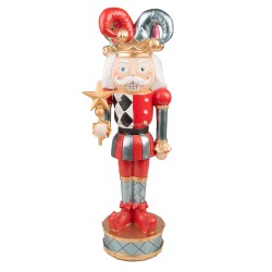 Clayre & Eef Figurine Arlequin 38 cm Rouge Bleu Polyrésine