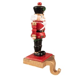 Clayre & Eef Hook Christmas Stocking Nutcracker 24 cm Red Black Plastic