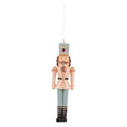 Clayre & Eef Christmas Ornament Nutcracker 4x3x13 cm Pink Plastic