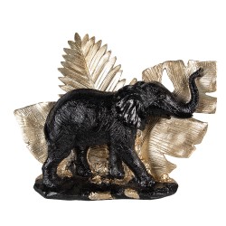 Clayre & Eef Statuetta Elefante 18 cm Nero Color oro Poliresina