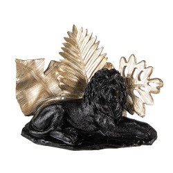 Clayre & Eef Figur Löwe 16 cm Schwarz Goldfarbig Polyresin