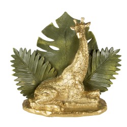 Clayre & Eef Statuetta Giraffa 19 cm Color oro Verde Poliresina