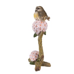 Clayre & Eef Beeld Vogel 19 cm Bruin Roze Polyresin