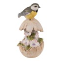 Clayre & Eef Figurine Bird 14 cm Beige Grey Polyresin