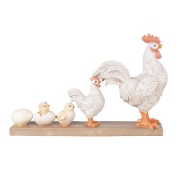 Clayre & Eef Figur Huhn 21 cm Weiß Braun Polyresin