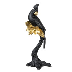 Clayre & Eef Figur Papagei 22 cm Schwarz Goldfarbig Polyresin