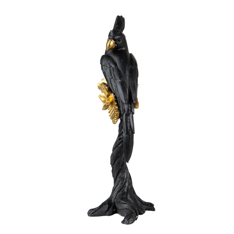 Clayre & Eef Statuetta Pappagallo 22 cm Nero Color oro Poliresina