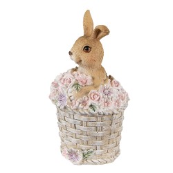 Clayre & Eef Figurine Lapin 11 cm Marron Rose Polyrésine