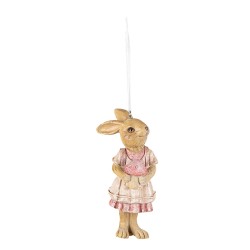 Clayre & Eef Pendant Rabbit 11 cm Pink Plastic