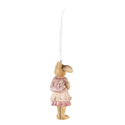 Clayre & Eef Pendant Rabbit 11 cm Pink Plastic