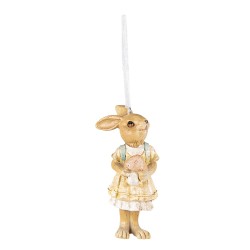 Clayre & Eef Pendant Rabbit 11 cm Yellow Brown Plastic