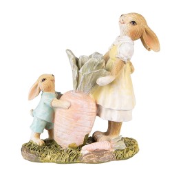 Clayre & Eef Figurine Lapin 13 cm Marron Jaune Polyrésine