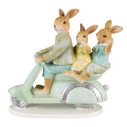 Clayre & Eef Figurine Lapin 15 cm Vert Marron Polyrésine