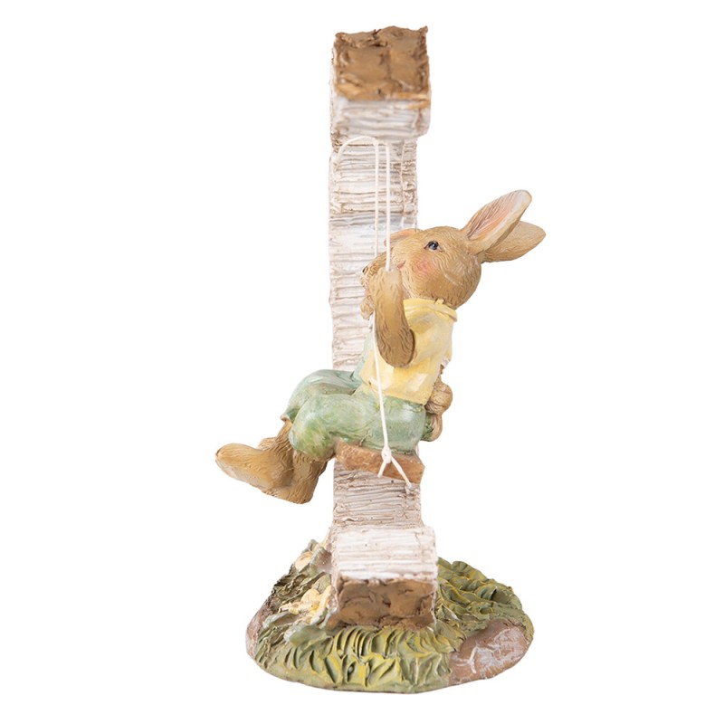 Clayre & Eef Figurine Lapin 16 cm Marron Vert Polyrésine