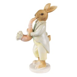 Clayre & Eef Figurine Lapin 16 cm Vert Jaune Polyrésine