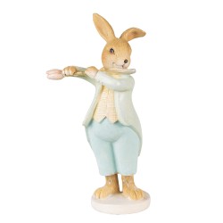 Clayre & Eef Figurine Lapin 16 cm Vert Marron Polyrésine