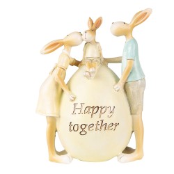 Clayre & Eef Beeld Konijn 17 cm Groen Geel Polyresin Happy together