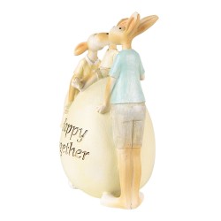 Clayre & Eef Beeld Konijn 17 cm Groen Geel Polyresin Happy together