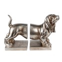 Clayre & Eef Bookends Set of 2 Dog Dachshund 36x12x19 cm Silver colored Plastic