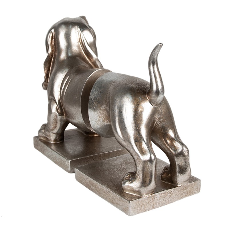 Clayre & Eef Bookends Set of 2 Dog Dachshund 36x12x19 cm Silver colored Plastic