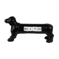 Clayre & Eef Calendar Dog 31x8x15 cm Black Plastic