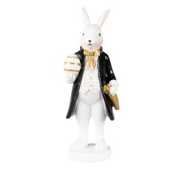 Clayre & Eef Figurine Rabbit 20 cm Black White Polyresin