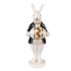 Clayre & Eef Statuetta Coniglio 15 cm Nero Bianco  Poliresina