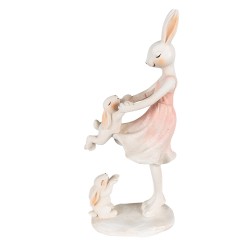 Clayre & Eef Figur Kaninchen 9x6x22 cm Rosa Beige Polyresin