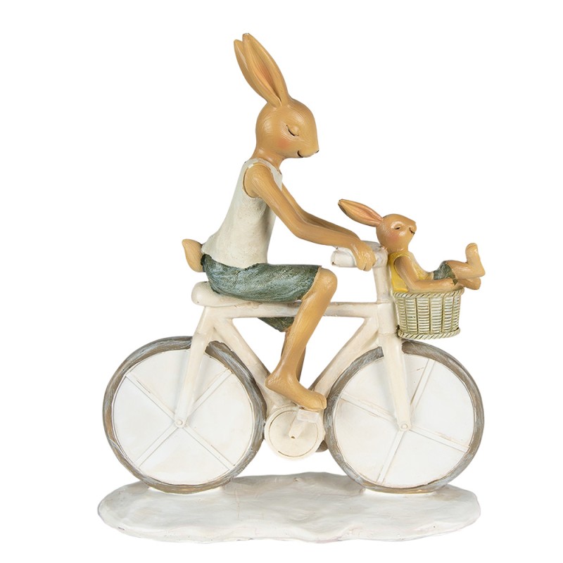 Clayre & Eef Figurine Rabbit 18x7x22 cm White Beige Polyresin