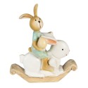 Clayre & Eef Figurine Rabbit 10x4x11 cm White Green Polyresin