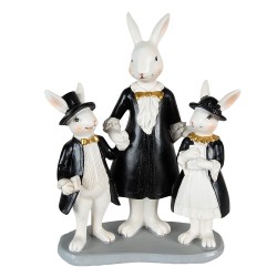 Clayre & Eef Figurine Lapin 16x8x21 cm Noir Blanc Polyrésine