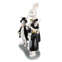 Clayre & Eef Figurine Lapin 16x8x21 cm Noir Blanc Polyrésine