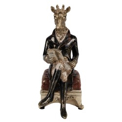 Clayre & Eef Statuetta Giraffa 22 cm Color oro Nero Poliresina