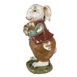 Clayre & Eef Figurine Rabbit 9x12x22 cm Beige Red Polyresin