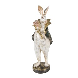 Clayre & Eef Figurine Lapin 10x10x29 cm Beige Vert Polyrésine