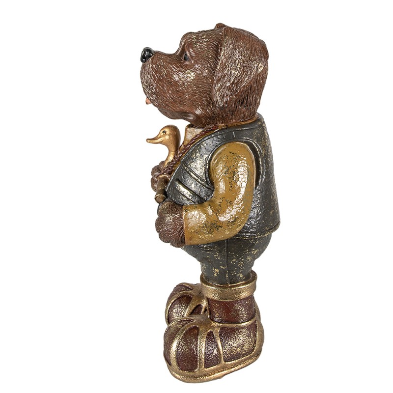 Clayre & Eef Beeld Hond 16x14x34 cm Bruin Groen Polyresin