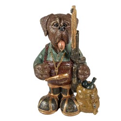 Clayre & Eef Beeld Hond 20x13x32 cm Bruin Groen Polyresin