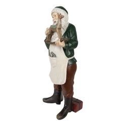 Clayre & Eef Beeld Kerstman 13x10x31 cm Groen Polyresin