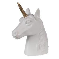 Clayre & Eef Statuetta Unicorno 15 cm Bianco Poliresina