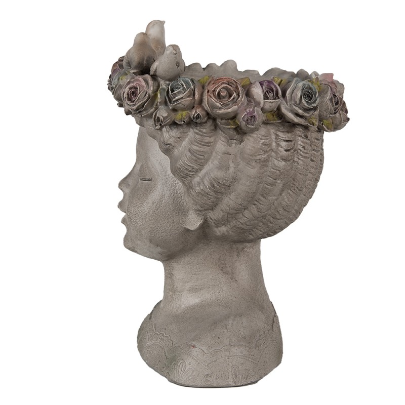 Clayre & Eef Innenblumentopf Frau 26 cm Grau Polyresin